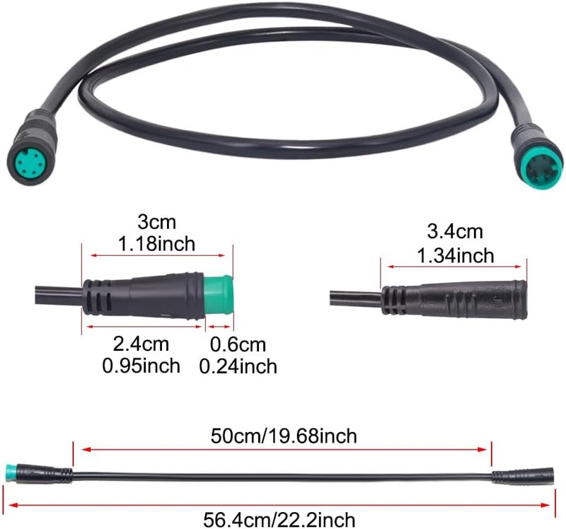 Wexplore Ebike extension cable for electric bike gear sensor, waterproof connector 2pin/3pin/5pin for extension of electric bike lights and screens - Image 3